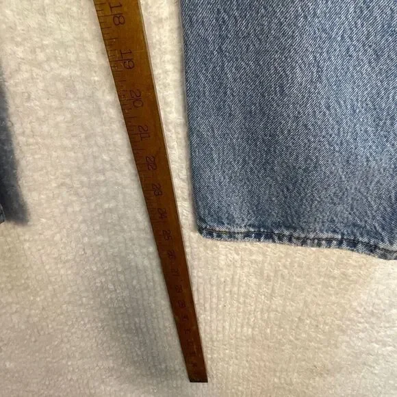 Levi’s Blue Distressed High Rise Crop Wedgie Straight Denim Jeans Size 29 - Picture 7 of 9